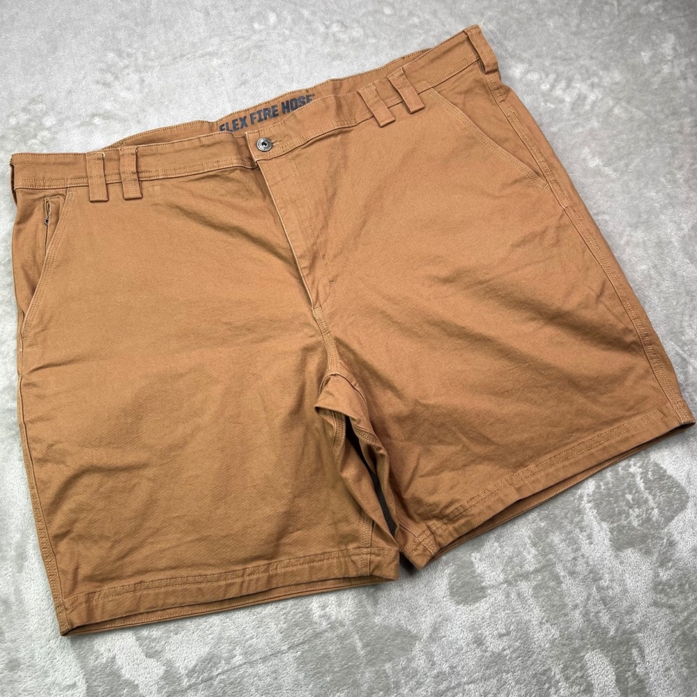 Duluth Trading Co Flex Fire Hose Shorts Mens 46 Brown Solid Relaxed Utility 9"‎